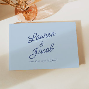 Libro De Visitas Boda Azul Minimalista Moderna Minimalista