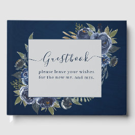 Libro De Visitas Boda Azul Polvo Champagne Marfil 