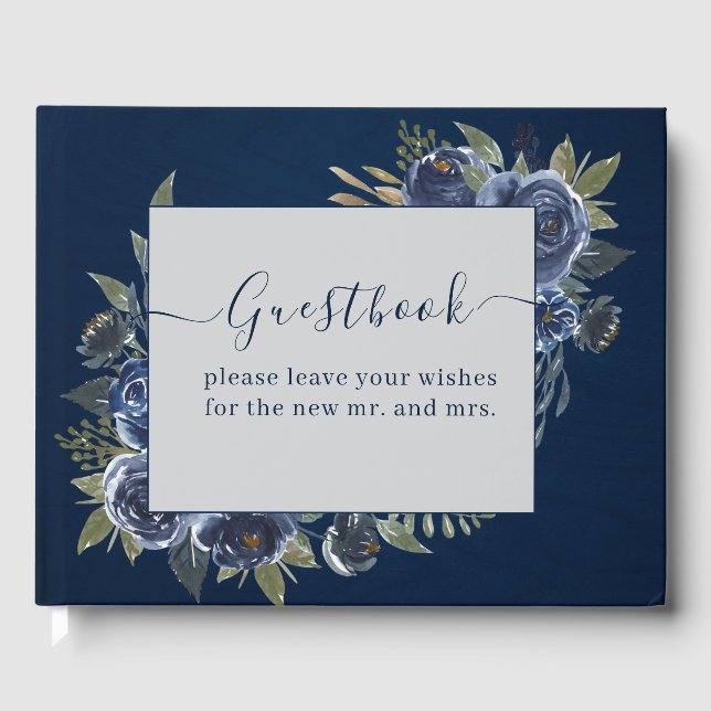 Libro De Visitas Boda Azul Polvo Champagne Marfil  (Anverso)
