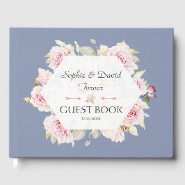 Libro De Visitas Boda azul turbio floral de bonito Rubor