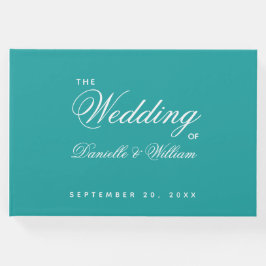 Libro De Visitas Boda Azul Turquesa Simple Script Caligrafía