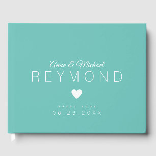 Libro De Visitas Boda azul verde azulado del corazón del amor
