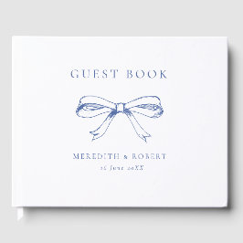 Libro De Visitas Boda azul y blanco de barrido de vintage