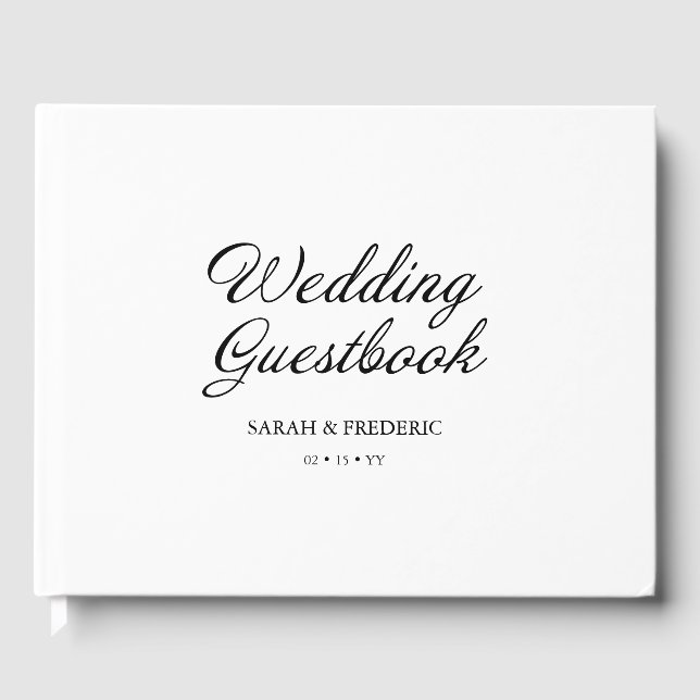 Libro De Visitas Boda blanco de caligrafía mínima de escritura mode (Anverso)