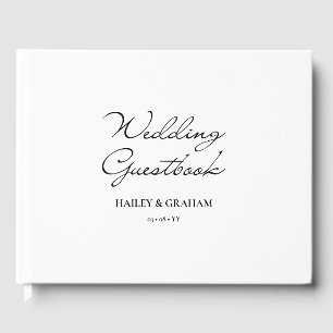 Libro De Visitas Boda blanco de caligrafía mínima de guión clásico