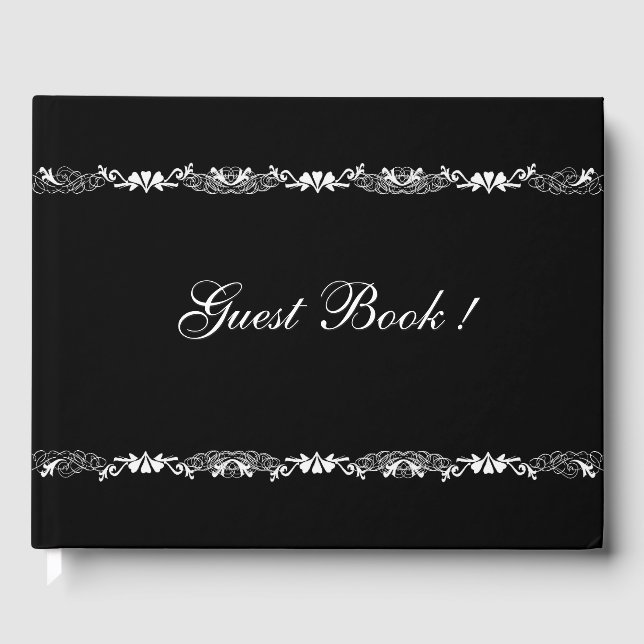 Libro De Visitas Boda blanco y negro (Anverso)
