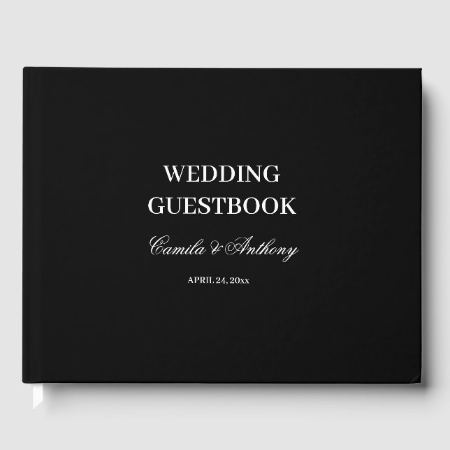 Libro De Visitas Boda blanco y negro (Anverso)