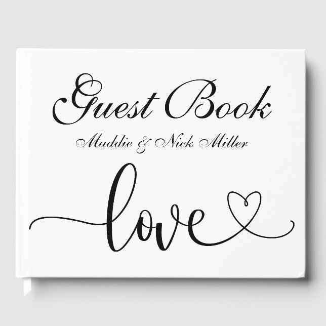 Libro De Visitas Boda blanco y negro minimalista (Anverso)