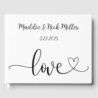 Libro De Visitas Boda blanco y negro minimalista