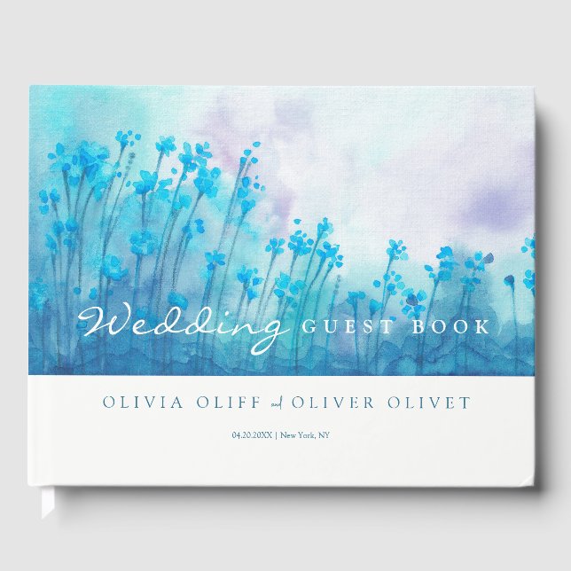 Libro De Visitas Boda Blue Wildflowers (Anverso)