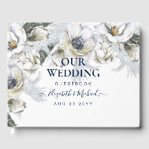 Boda Bohemio Floral Blanco Navy Hierba de Pampas