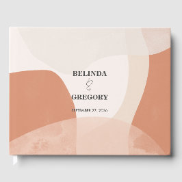 Libro De Visitas Boda bohemio moderno de abstracto de terracota