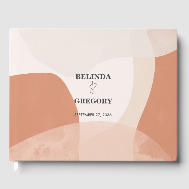 Libro De Visitas Boda bohemio moderno de abstracto de terracota (Anverso)