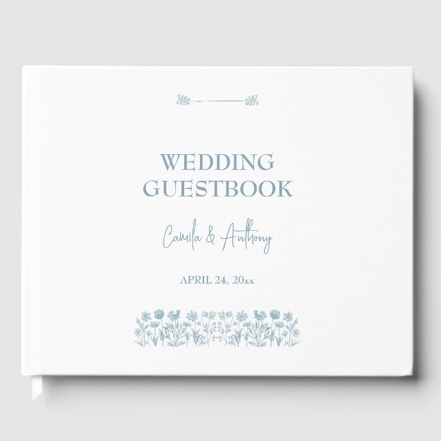 Libro De Visitas Boda Boho Blue Wildflower (Anverso)