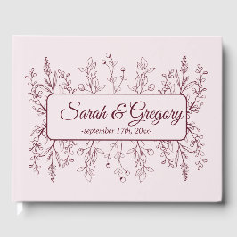 Libro De Visitas Boda Boho Floral Ruby Wine