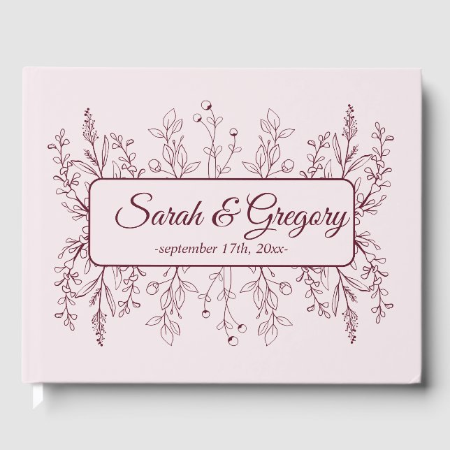 Libro De Visitas Boda Boho Floral Ruby Wine (Anverso)