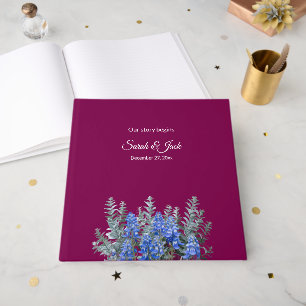 Libro De Visitas Boda Borgoña de Invierno con Bluebonnet