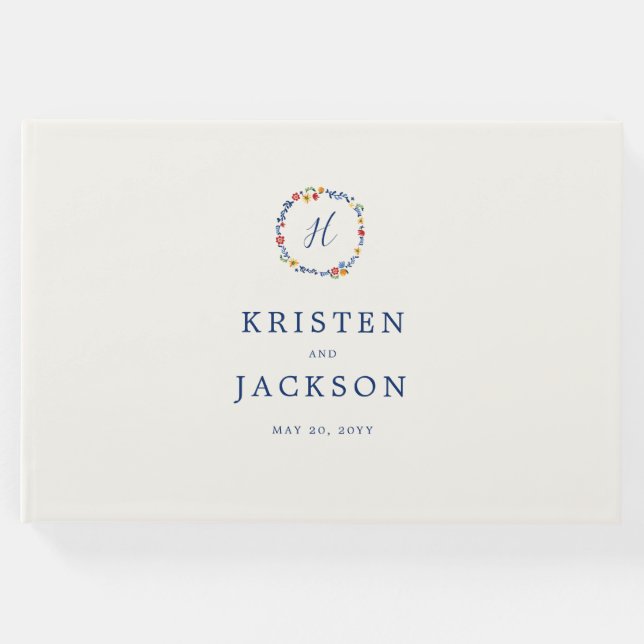 Libro De Visitas Boda Borroidered Florals (Anverso)