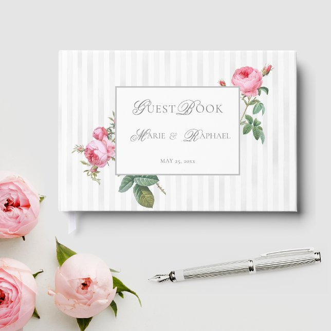 Libro De Visitas Boda Botánica Romántica Chic Rosa Francesa (Subido por el creador)