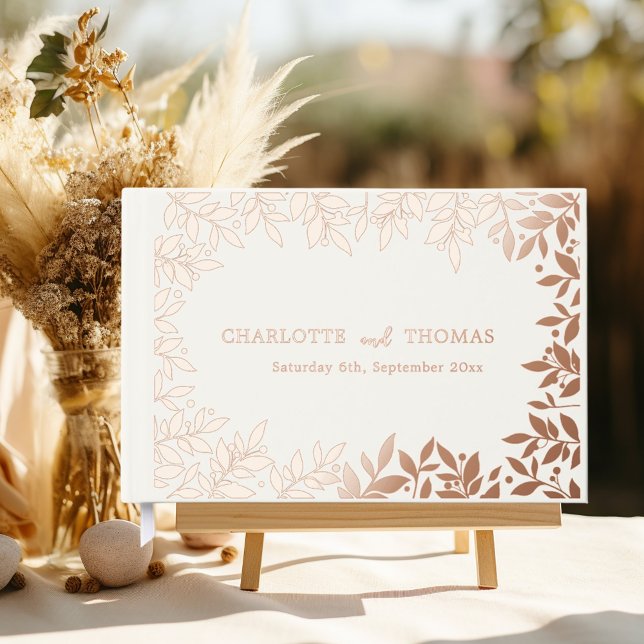Libro De Visitas boda botánica rosa marfil dorado  (Subido por el creador)