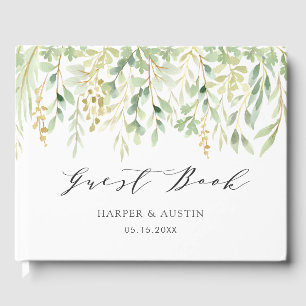 Libro De Visitas Boda botánico de follaje verde