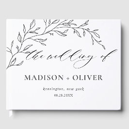 Libro De Visitas Boda botánico de la línea Minimalista moderna Laur