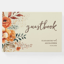 Libro De Visitas Boda botánico de tonos cálidos florales otoñales