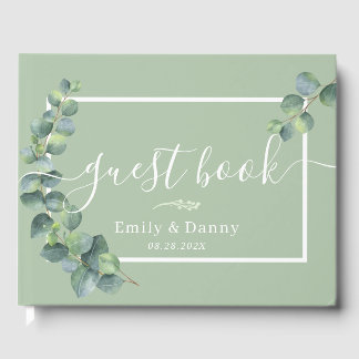 Libro De Visitas Boda Botánico Elegant Sage Green Guest Book