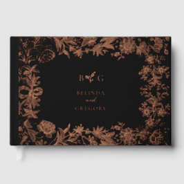 Libro De Visitas Boda botánico floral de Relieve metalizado dorado