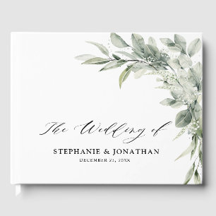 Libro De Visitas Boda Botánico Minimalista de Eucalipto Verde Sage