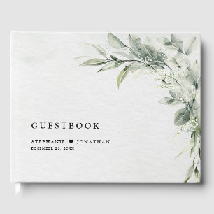 Libro De Visitas Boda Botánico Minimalista de Eucalipto Verde Sage