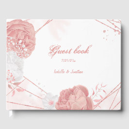 Libro De Visitas boda botánico romántico rosa y blanco