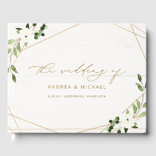 Libro De Visitas Boda Bridal Shower Geométrica Greenerenery Gold