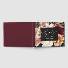 Libro De Visitas Boda Burgundy Floral Elegante