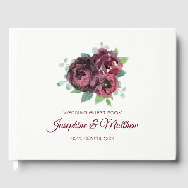 Libro De Visitas Boda Burgundy Rose Bouquet