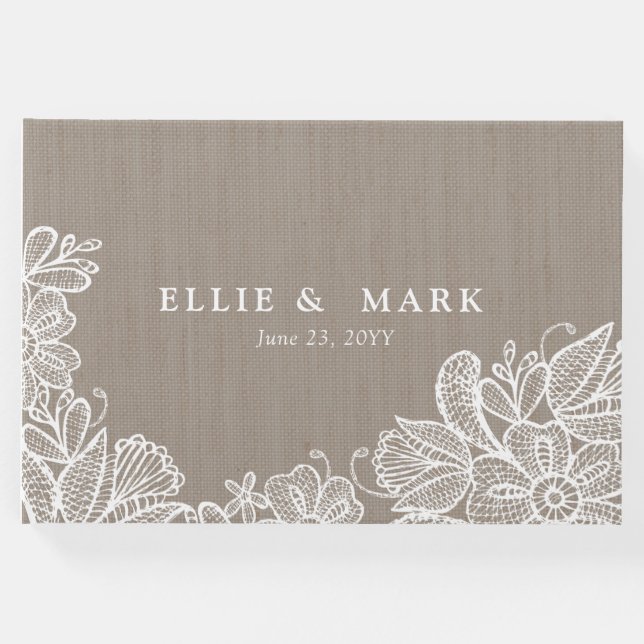 Libro De Visitas Boda Burlap y Lace (Anverso)