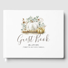 Libro De Visitas Boda Caída de Calabazas Blancas y Oro