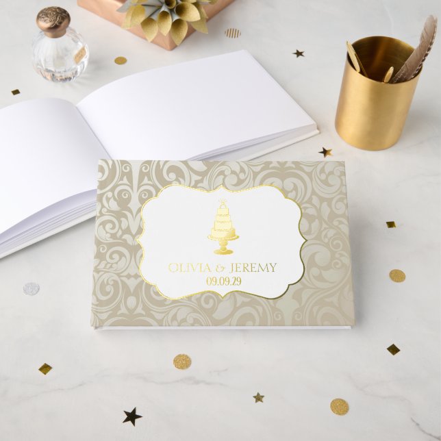 Libro De Visitas Boda Cake (Anverso Abierto)