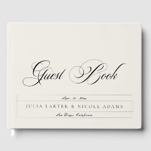 Libro De Visitas Boda Caligrafía Clásica Negro Marfil Blanco
