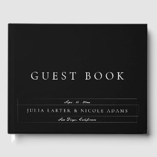 Libro De Visitas Boda Caligrafía Clásica Negro Marfil Blanco