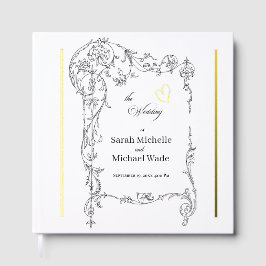 Libro De Visitas Boda Caligrafía Marco Floral