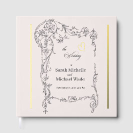 Libro De Visitas Boda Caligrafía Marco Floral