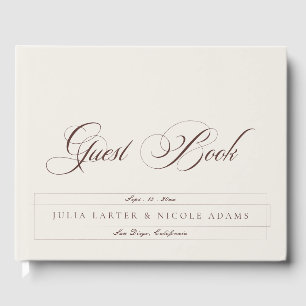 Libro De Visitas Boda Caligrafía Marrón Chocolate Clásico Marfil