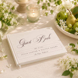 Libro De Visitas Boda Caligrafía Marrón Chocolate Clásico Marfil