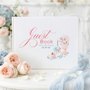 Libro De Visitas Boda caprichosa y divertida con flores y dibujos a