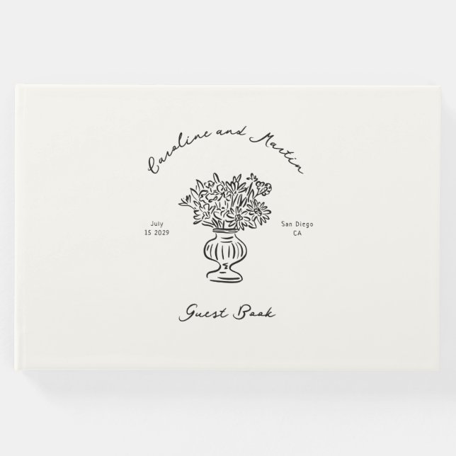 Libro De Visitas Boda caprichoso, dibujado a mano (Anverso)