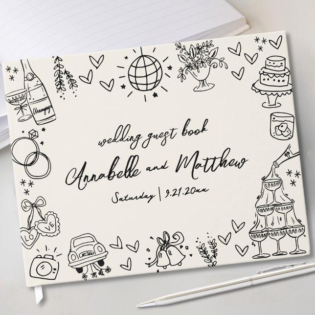 Libro De Visitas Boda caprichoso y caprichoso (Hand Drawn Vintage Whimsical Wedding Guest Book)