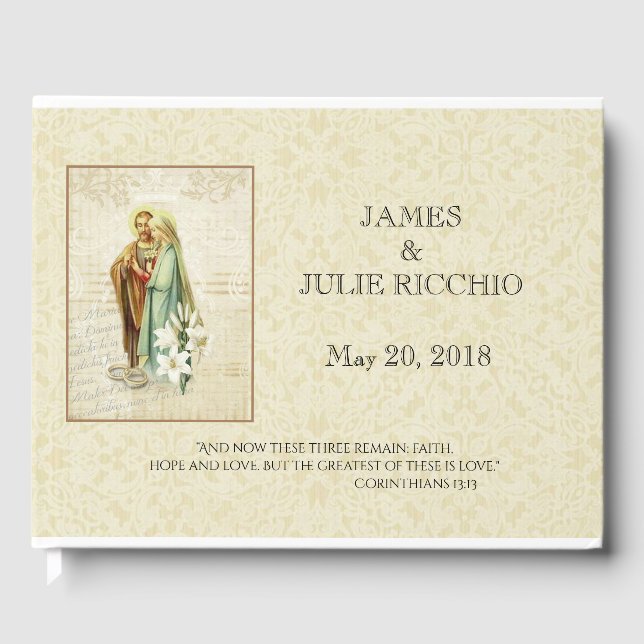 Libro De Visitas Boda católica tradicional bendecida Virgen María (Anverso)