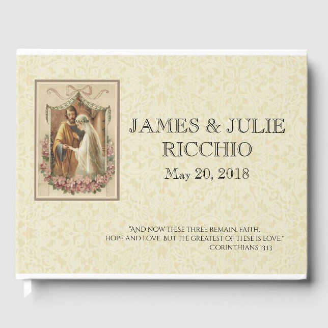 Libro De Visitas Boda católica tradicional bendecida Virgen María (Anverso)