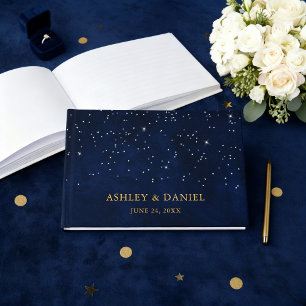 Libro De Visitas Boda celeste Boda de oro de Blue Night Stars